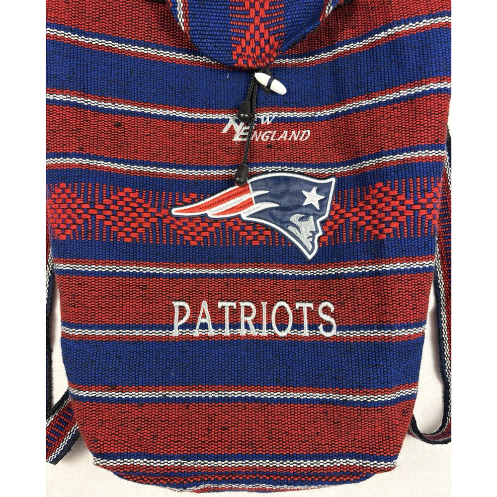New England Patriots Woven Baja Drawstring Backpack Embroidered Red Blue NFL - Picture 4 of 14
